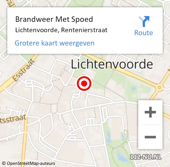 Locatie op kaart van de 112 melding: Brandweer Met Spoed Naar Lichtenvoorde, Rentenierstraat op 21 juli 2014 13:36