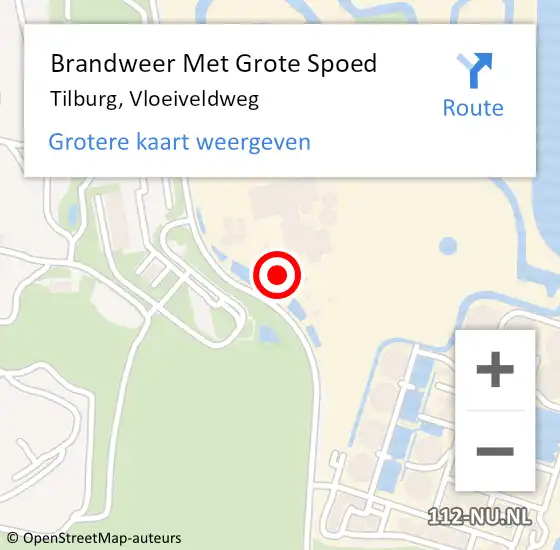 Locatie op kaart van de 112 melding: Brandweer Met Grote Spoed Naar Tilburg, Vloeiveldweg op 26 juni 2022 21:41