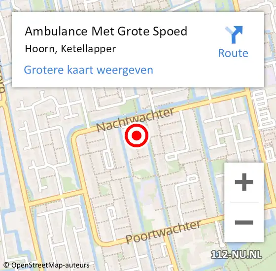 Locatie op kaart van de 112 melding: Ambulance Met Grote Spoed Naar Hoorn, Ketellapper op 26 juni 2022 21:48