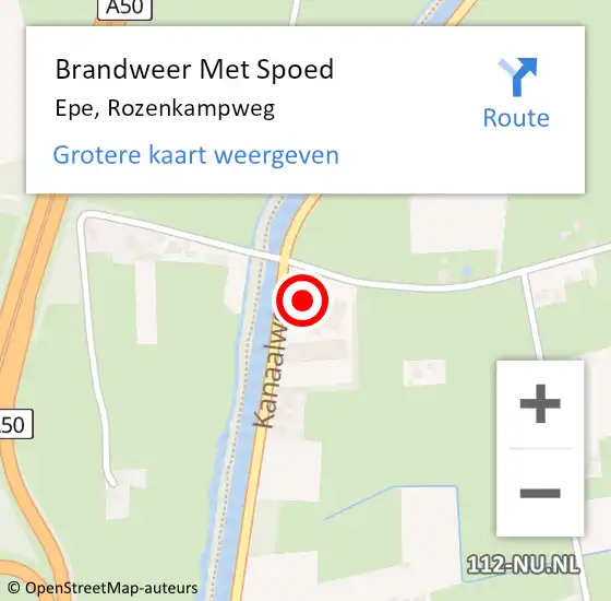 Locatie op kaart van de 112 melding: Brandweer Met Spoed Naar Epe, Rozenkampweg op 21 juli 2014 13:37