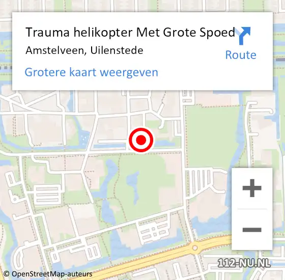 Locatie op kaart van de 112 melding: Trauma helikopter Met Grote Spoed Naar Amstelveen, Uilenstede op 26 juni 2022 22:03