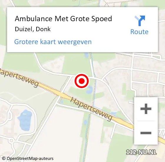 Locatie op kaart van de 112 melding: Ambulance Met Grote Spoed Naar Duizel, Donk op 26 juni 2022 23:10