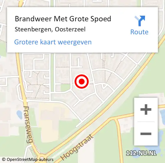 Locatie op kaart van de 112 melding: Brandweer Met Grote Spoed Naar Steenbergen, Oosterzeel op 26 juni 2022 23:19