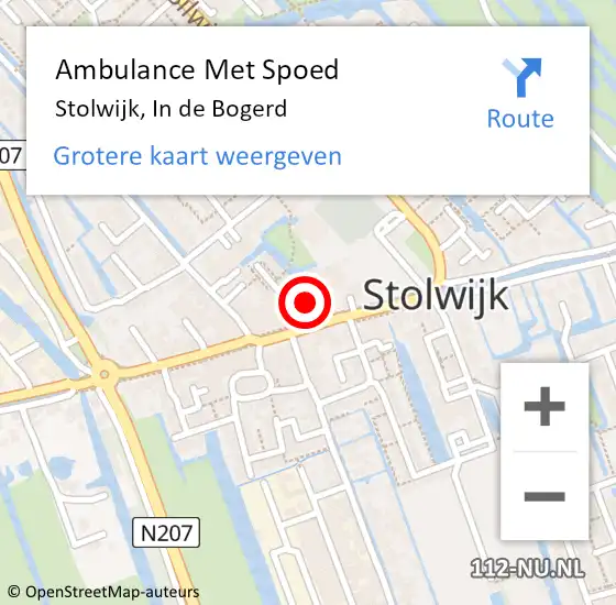 Locatie op kaart van de 112 melding: Ambulance Met Spoed Naar Stolwijk, In de Bogerd op 26 juni 2022 23:27