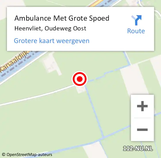 Locatie op kaart van de 112 melding: Ambulance Met Grote Spoed Naar Heenvliet, Oudeweg Oost op 26 juni 2022 23:30