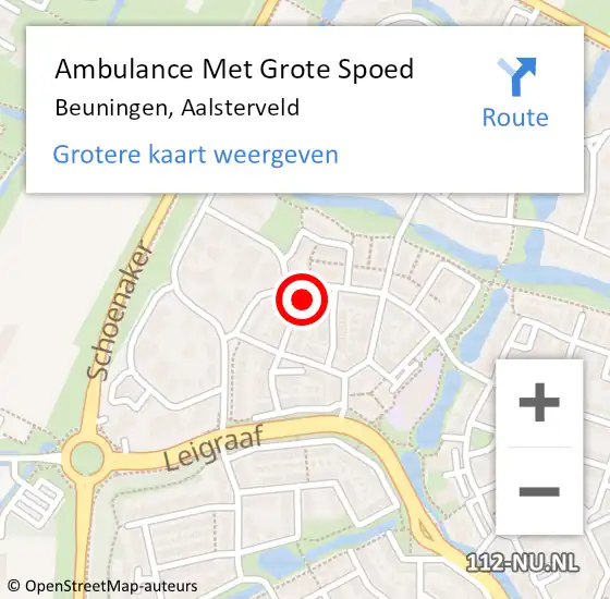 Locatie op kaart van de 112 melding: Ambulance Met Grote Spoed Naar Beuningen, Aalsterveld op 26 juni 2022 23:56