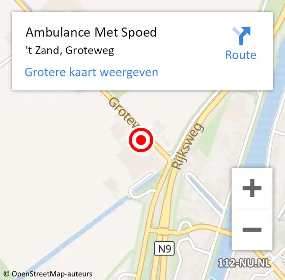 Locatie op kaart van de 112 melding: Ambulance Met Spoed Naar 't Zand, Groteweg op 27 juni 2022 00:09