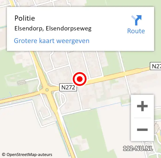Locatie op kaart van de 112 melding: Politie Elsendorp, Elsendorpseweg op 27 juni 2022 00:36