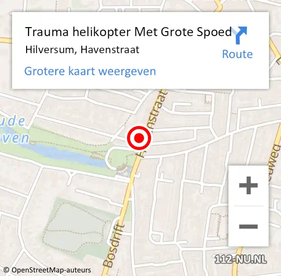 Locatie op kaart van de 112 melding: Trauma helikopter Met Grote Spoed Naar Hilversum, Havenstraat op 27 juni 2022 00:48