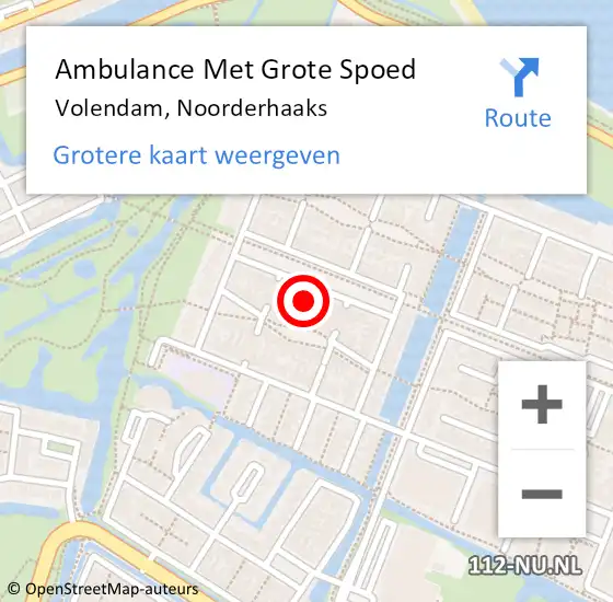 Locatie op kaart van de 112 melding: Ambulance Met Grote Spoed Naar Volendam, Noorderhaaks op 27 juni 2022 01:03