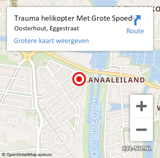 Locatie op kaart van de 112 melding: Trauma helikopter Met Grote Spoed Naar Oosterhout, Eggestraat op 27 juni 2022 02:00