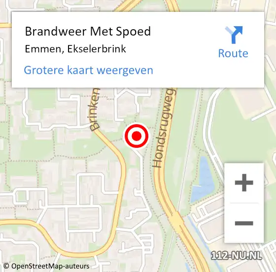 Locatie op kaart van de 112 melding: Brandweer Met Spoed Naar Emmen, Ekselerbrink op 27 juni 2022 02:21