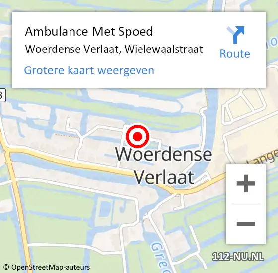 Locatie op kaart van de 112 melding: Ambulance Met Spoed Naar Woerdense Verlaat, Wielewaalstraat op 27 juni 2022 03:08