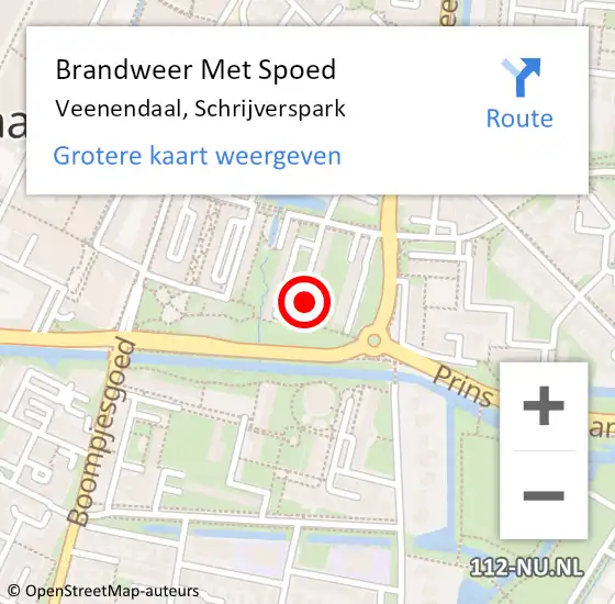 Locatie op kaart van de 112 melding: Brandweer Met Spoed Naar Veenendaal, Schrijverspark op 27 juni 2022 03:48