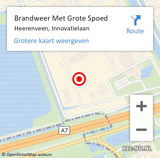 Locatie op kaart van de 112 melding: Brandweer Met Grote Spoed Naar Heerenveen, Innovatielaan op 27 juni 2022 04:16