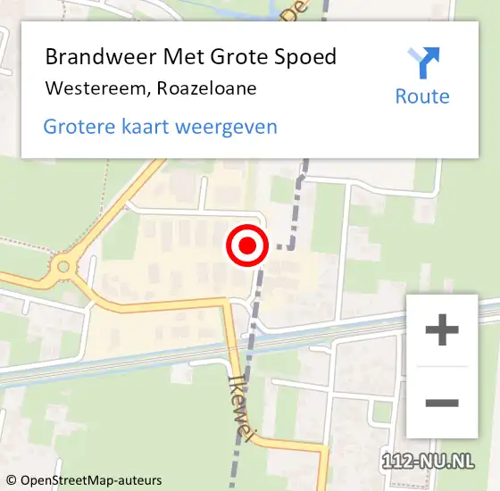 Locatie op kaart van de 112 melding: Brandweer Met Grote Spoed Naar Westereem, Roazeloane op 27 juni 2022 04:21