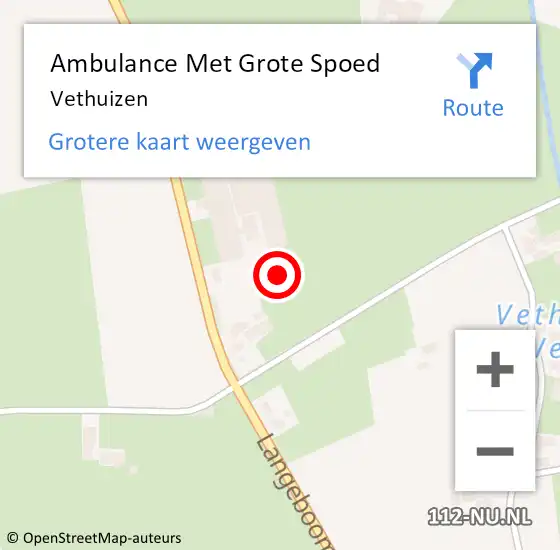 Locatie op kaart van de 112 melding: Ambulance Met Grote Spoed Naar Vethuizen op 27 juni 2022 05:43
