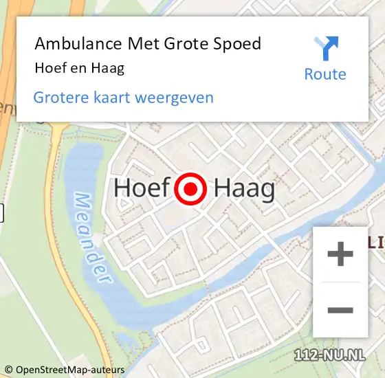 Locatie op kaart van de 112 melding: Ambulance Met Grote Spoed Naar Hoef en Haag op 27 juni 2022 06:09