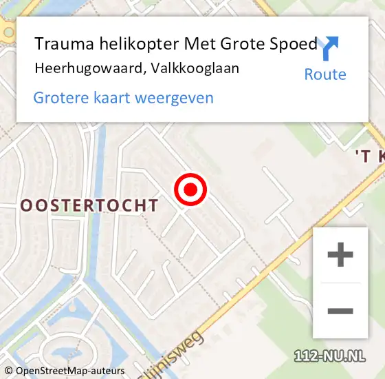 Locatie op kaart van de 112 melding: Trauma helikopter Met Grote Spoed Naar Heerhugowaard, Valkkooglaan op 27 juni 2022 06:58