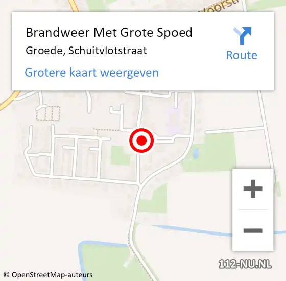 Locatie op kaart van de 112 melding: Brandweer Met Grote Spoed Naar Groede, Schuitvlotstraat op 27 juni 2022 07:22