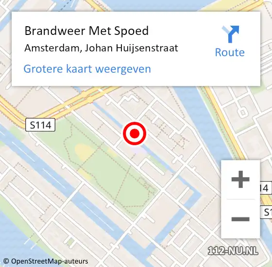 Locatie op kaart van de 112 melding: Brandweer Met Spoed Naar Amsterdam, Johan Huijsenstraat op 27 juni 2022 07:38