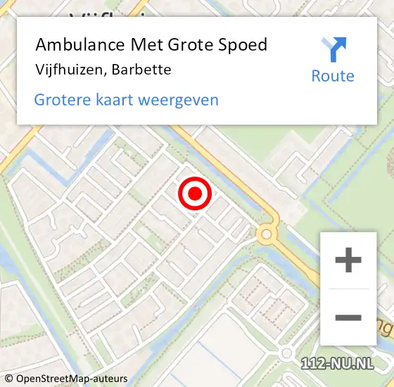 Locatie op kaart van de 112 melding: Ambulance Met Grote Spoed Naar Vijfhuizen, Barbette op 27 juni 2022 08:03