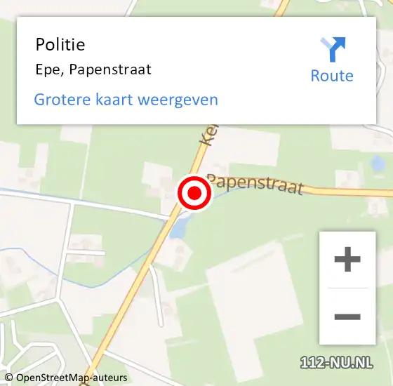 Locatie op kaart van de 112 melding: Politie Epe, Papenstraat op 27 juni 2022 08:06