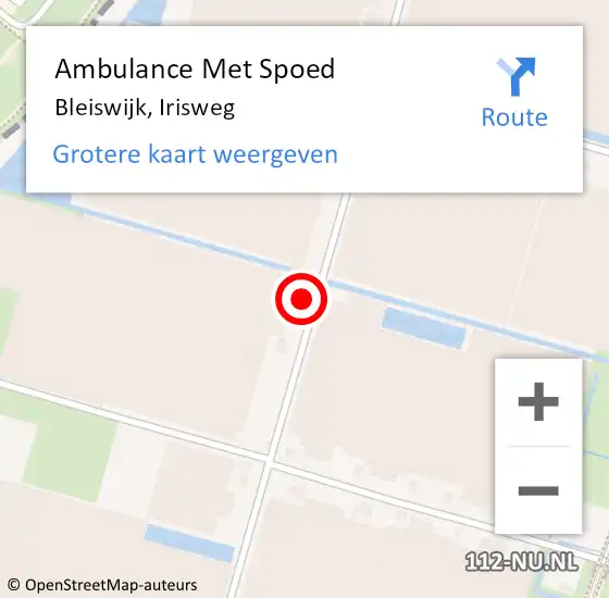 Locatie op kaart van de 112 melding: Ambulance Met Spoed Naar Bleiswijk, Irisweg op 27 juni 2022 08:15