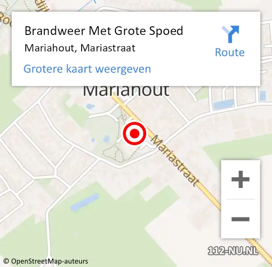 Locatie op kaart van de 112 melding: Brandweer Met Grote Spoed Naar Mariahout, Mariastraat op 27 juni 2022 08:17