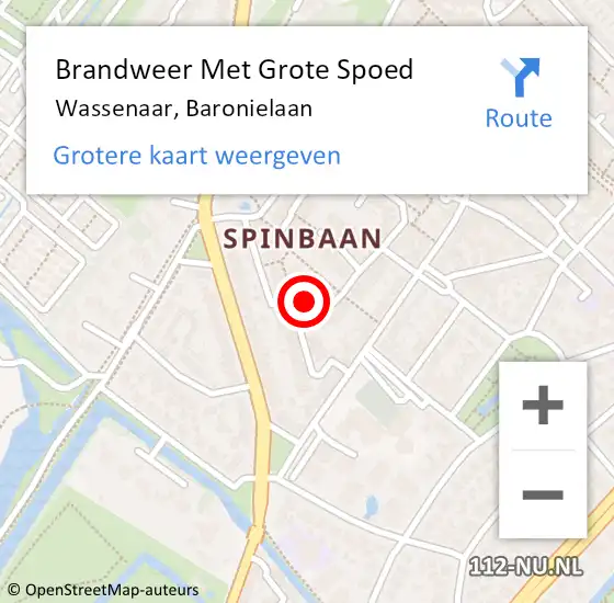 Locatie op kaart van de 112 melding: Brandweer Met Grote Spoed Naar Wassenaar, Baronielaan op 27 juni 2022 08:18