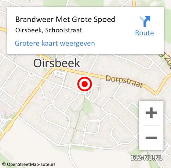 Locatie op kaart van de 112 melding: Brandweer Met Grote Spoed Naar Oirsbeek, Schoolstraat op 27 juni 2022 08:33