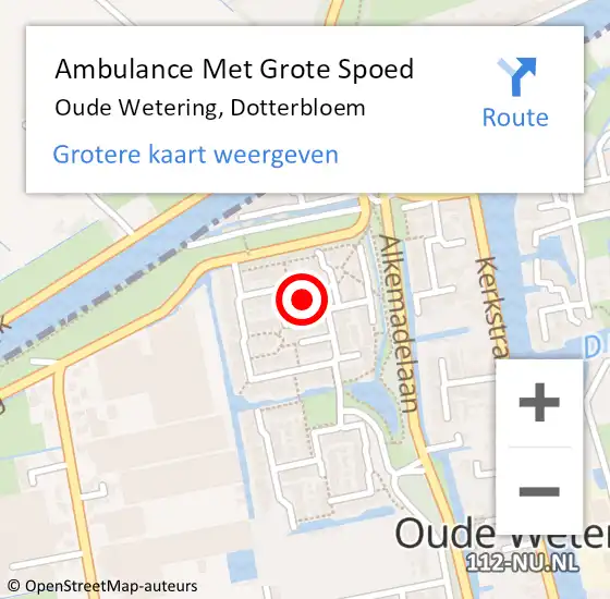 Locatie op kaart van de 112 melding: Ambulance Met Grote Spoed Naar Oude Wetering, Dotterbloem op 27 juni 2022 08:41