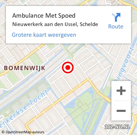 Locatie op kaart van de 112 melding: Ambulance Met Spoed Naar Nieuwerkerk aan den IJssel, Schelde op 27 juni 2022 09:13