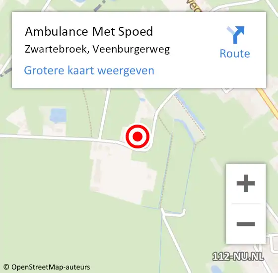 Locatie op kaart van de 112 melding: Ambulance Met Spoed Naar Zwartebroek, Veenburgerweg op 27 juni 2022 09:31