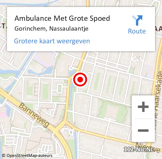 Locatie op kaart van de 112 melding: Ambulance Met Grote Spoed Naar Gorinchem, Nassaulaantje op 27 juni 2022 09:53