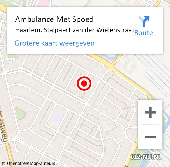 Locatie op kaart van de 112 melding: Ambulance Met Spoed Naar Haarlem, Stalpaert van der Wielenstraat op 27 juni 2022 10:04