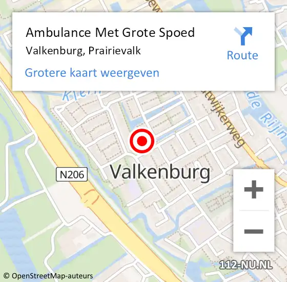 Locatie op kaart van de 112 melding: Ambulance Met Grote Spoed Naar Valkenburg, Prairievalk op 27 juni 2022 10:15