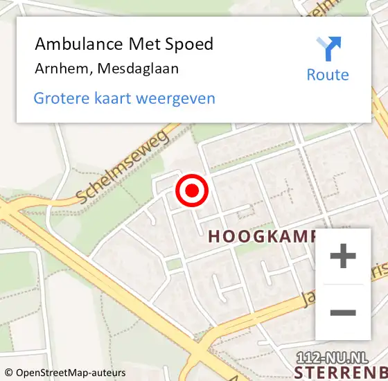 Locatie op kaart van de 112 melding: Ambulance Met Spoed Naar Arnhem, Mesdaglaan op 27 juni 2022 10:28