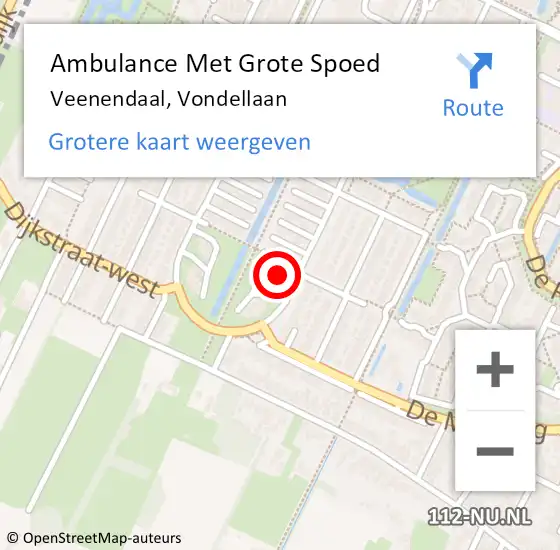 Locatie op kaart van de 112 melding: Ambulance Met Grote Spoed Naar Veenendaal, Vondellaan op 27 juni 2022 10:29