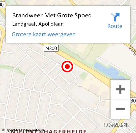 Locatie op kaart van de 112 melding: Brandweer Met Grote Spoed Naar Landgraaf, Apollolaan op 27 juni 2022 10:35