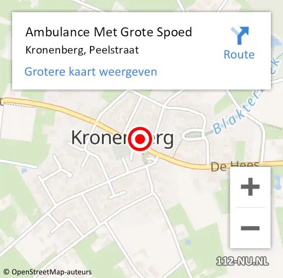 Locatie op kaart van de 112 melding: Ambulance Met Grote Spoed Naar Kronenberg, Peelstraat op 21 juli 2014 14:13