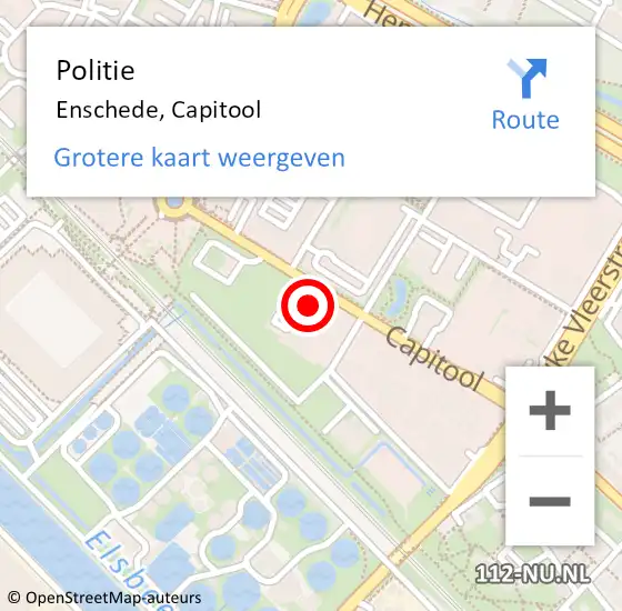 Locatie op kaart van de 112 melding: Politie Enschede, Capitool op 27 juni 2022 10:46