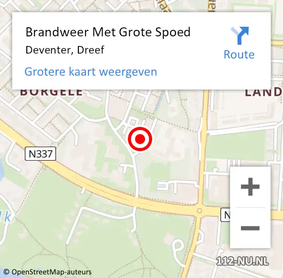 Locatie op kaart van de 112 melding: Brandweer Met Grote Spoed Naar Deventer, Dreef op 27 juni 2022 10:49