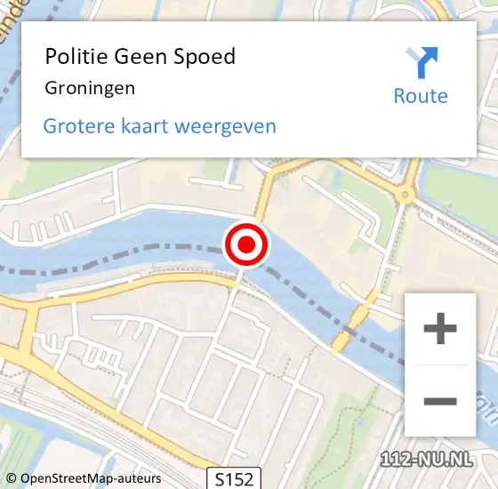 Locatie op kaart van de 112 melding: Politie Geen Spoed Naar Groningen op 27 juni 2022 11:07