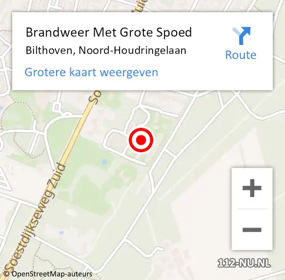 Locatie op kaart van de 112 melding: Brandweer Met Grote Spoed Naar Bilthoven, Noord-Houdringelaan op 27 juni 2022 11:21