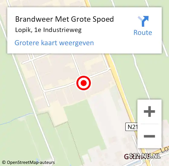 Locatie op kaart van de 112 melding: Brandweer Met Grote Spoed Naar Lopik, 1e Industrieweg op 27 juni 2022 12:06