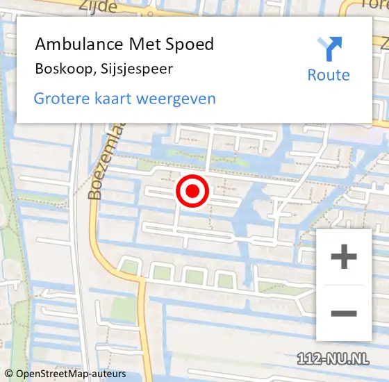 Locatie op kaart van de 112 melding: Ambulance Met Spoed Naar Boskoop, Sijsjespeer op 27 juni 2022 12:11