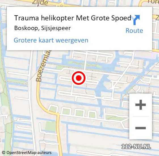 Locatie op kaart van de 112 melding: Trauma helikopter Met Grote Spoed Naar Boskoop, Sijsjespeer op 27 juni 2022 12:18