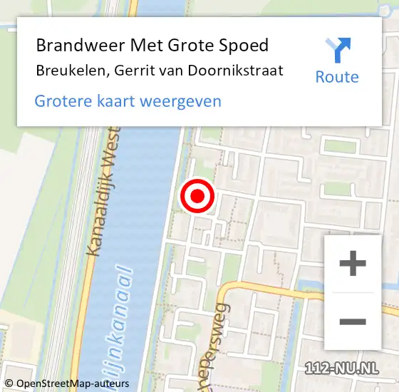 Locatie op kaart van de 112 melding: Brandweer Met Grote Spoed Naar Breukelen, Gerrit van Doornikstraat op 27 juni 2022 12:20