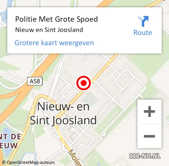 Locatie op kaart van de 112 melding: Politie Met Grote Spoed Naar Nieuw en Sint Joosland op 27 juni 2022 12:39